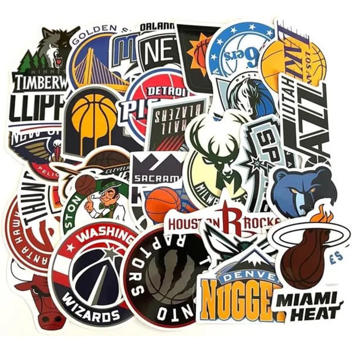 NBA kosárlabda matricaszett, 50 db, többszínű, 4x8cm