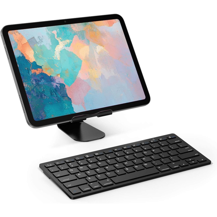 Fekete vezeték nélküli Bluetooth billentyűzet 28.4x11.9x0.5cm tabletekhez és telefonokhoz