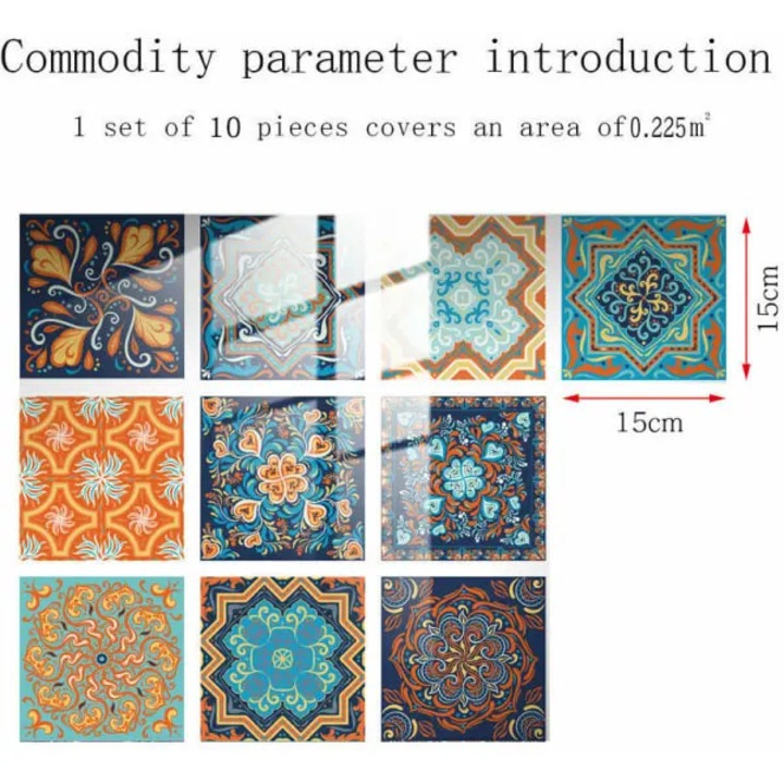 Mandala dekoratív matrica szett, 20 db, PVC, vízálló, 15x15cm