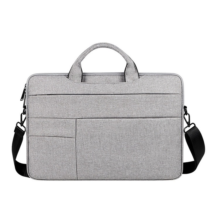 Laptoptáska 14 hüvelykes, vízálló, több zsebbel, állítható pánttal, fekete