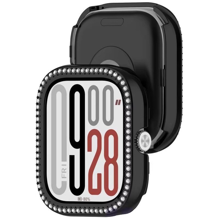 Okosóra védőtok strasszokkal, kompatibilis Redmi Watch 4/5, átlátszó