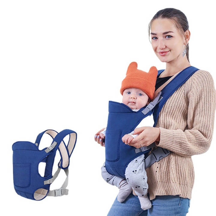 Marsupiu ergonomic albastru 0-15 kg ajustabil cu buzunar