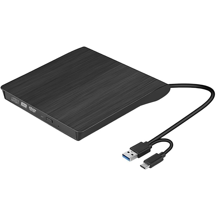 Unitate optica externa DVD CD, USB 3.0 USB-C, subtire 9.5 mm, aluminiu