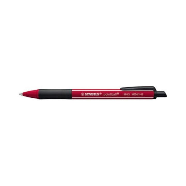 Химикалка с механизъм Stabilo Pointball NatureCOLORS Wildflowers, 0.5 мм, Корпус бордо, Син пълнител
