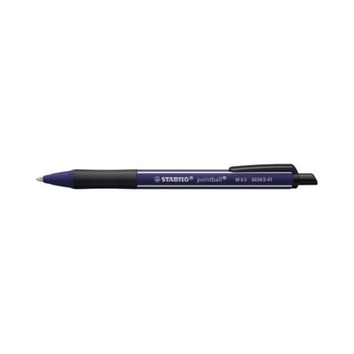 Химикалка с механизъм Stabilo Pointball NatureCOLORS Wildflowers, 0.5 мм, Корпус пруско синьо, Син пълнител