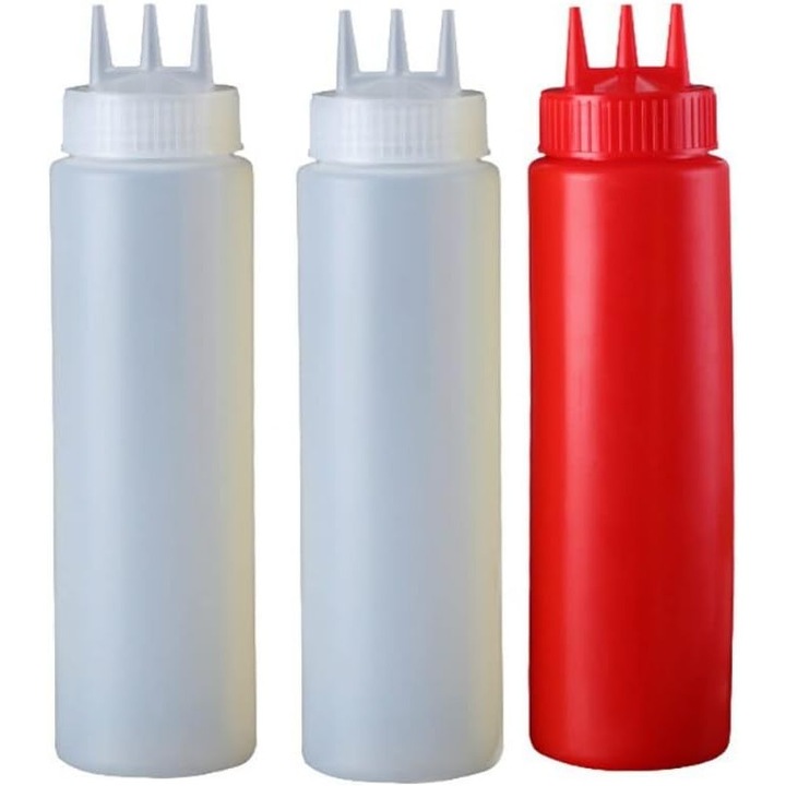 3 db adagoló flakon készlet, 3 lyukú kupak, átlátszó, 250ml