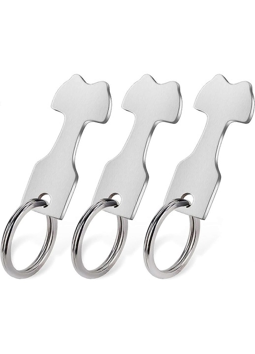 Breloc metalic set 3 piese, inox 304, 55x50mm, argintiu