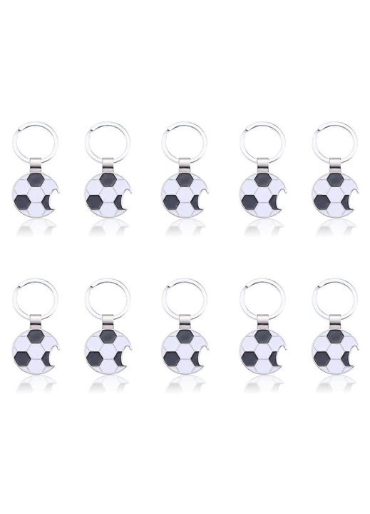 10 db sörnyitó kulcstartó készlet, futball design, alumínium, 10g