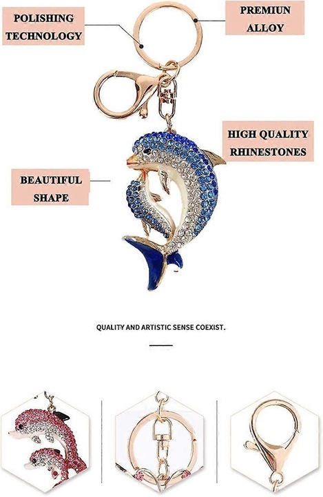 Breloc dolphin albastru aliaj 12x5cm
