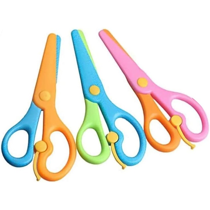 Set 3 foarfece sigure copii, multicolor, 13cm