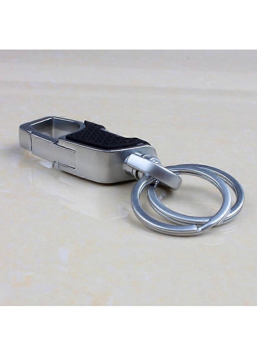Breloc multifunctional, negru, 9x3cm, metal zinc aliaj