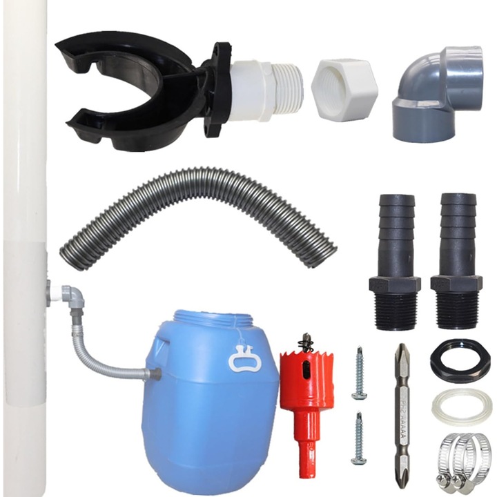 Esővízgyűjtő készlet 70-110 mm, 50 cm hosszabbító, fekete PVC