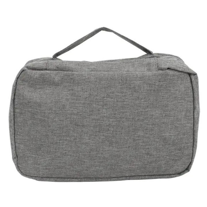 Geanta cosmetica pliabila pentru calatorii, gri, 180g, impermeabila, cu carlige si buzunare cu fermoar