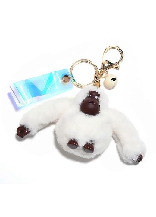 Világosszürke plüss gorilla kulcstartó 10x4cm