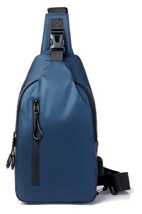 Férfi sling crossbody táska, több zsebbel, fekete, állítható, 25x15x8cm
