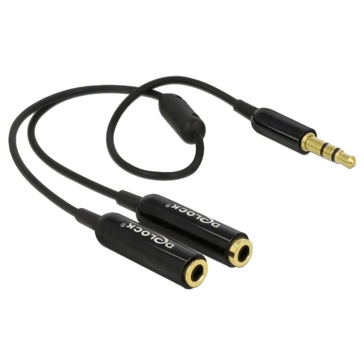 Cablu DELOCK Jack 3, 5mm 3pin 0, 25m soclu x2 cod 65356