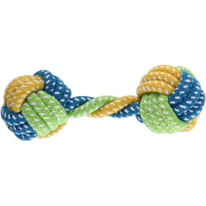 Set jucarii caini, funie bumbac, minge, multicolor