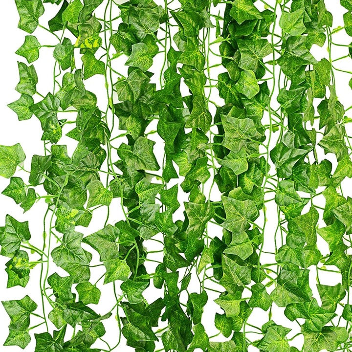 Set 12 plante agatatoare artificiale iedera verde 2.1m 25.2m total