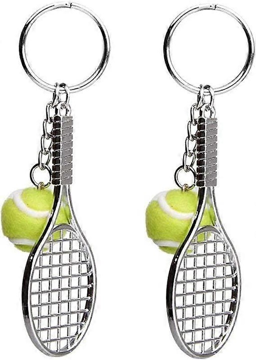 Set breloc tenis metalic, racheta si minge, 12x3.7cm