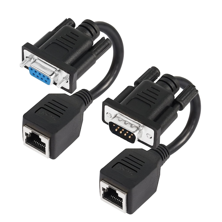 Adaptor Serial DB9 la RJ45 (Pereche) pentru Cabluri Retea CAT5/CAT6