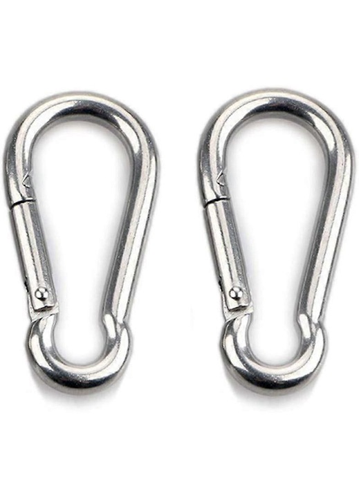 2 db karabiner kulcstartó szett, rozsdamentes acél, strapabíró, színes, 4 cm