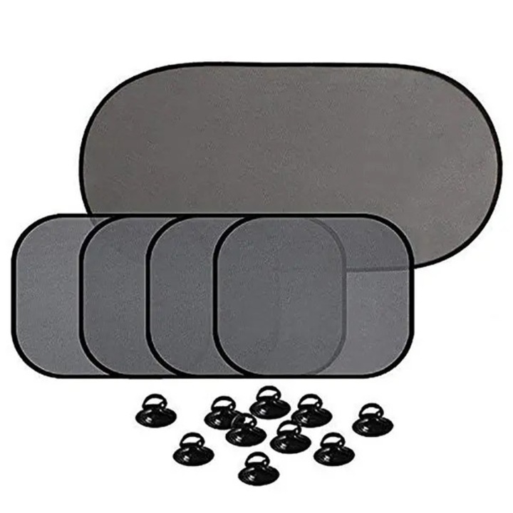 Set 5 parasolare auto universale, material plasa, negru, 44x36cm/70x43cm