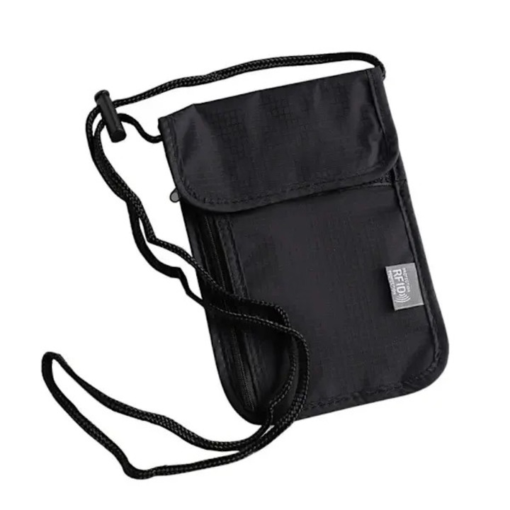 Geanta documente calatorie nylon negru 14x19cm impermeabila