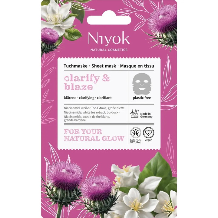 Masca de fata clarificatoare cu Niacinamida si Ceai Alb, Niyok, 10 ml