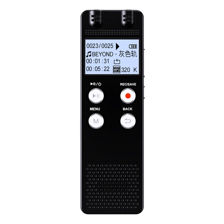 Reportofon digital 8G/16G, zinc, negru, 350mAh, 128x64mm