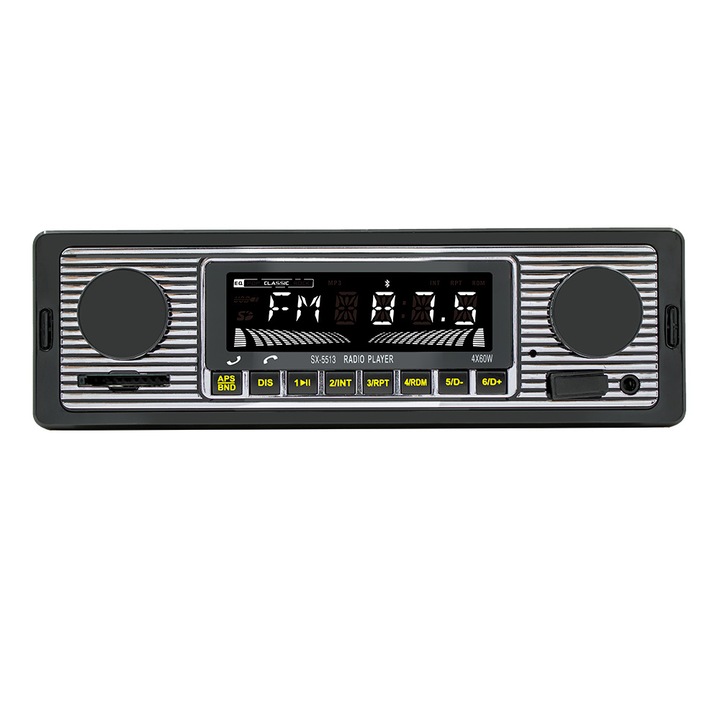 MP3 autórádió, Bluetooth 5.0, LCD kijelző, 178x50mm, fekete