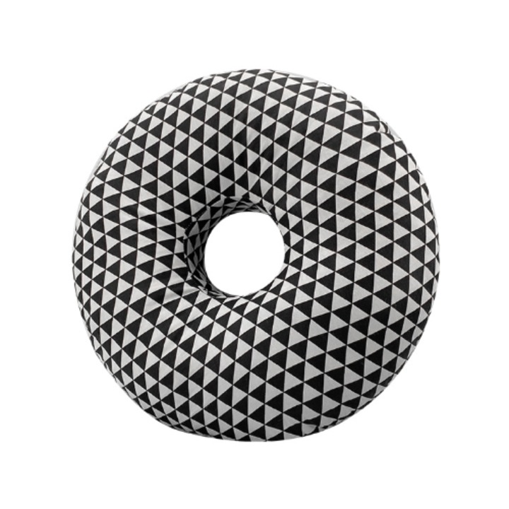 Fülpárna, OEM, perforált memóriahab, fekete-fehér, 30x9cm