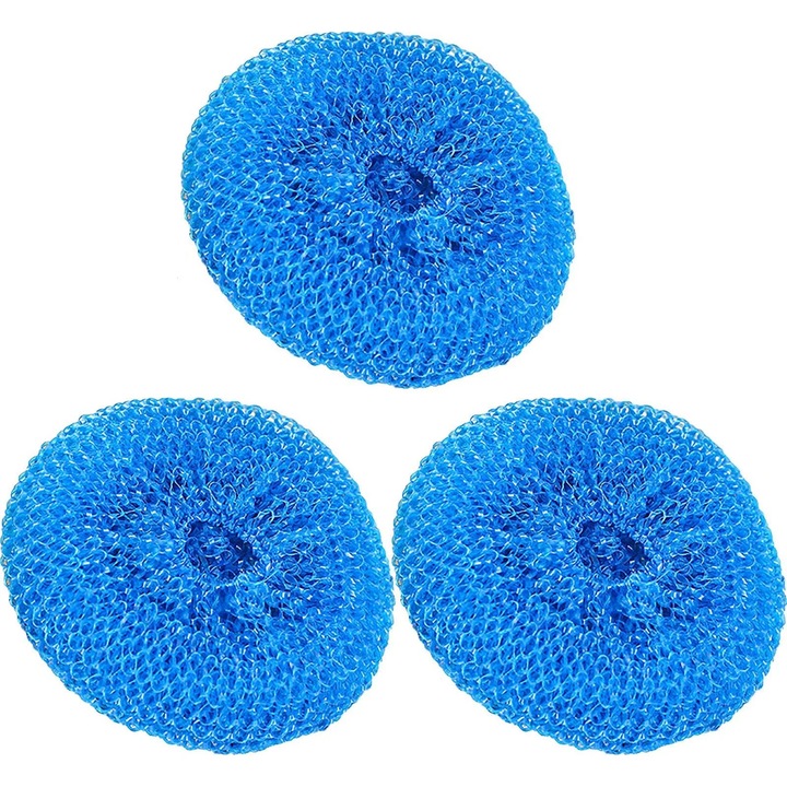 Set 3 perii curatare, plastic PP, fibre PET, albastru, 5x5x15cm