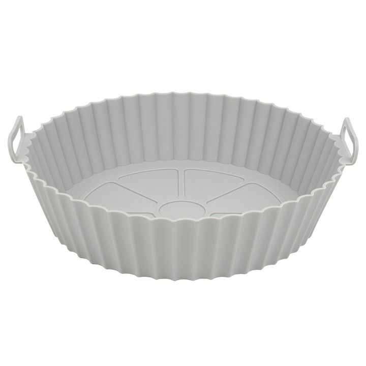 Tava silicon reutilizabila pentru friteuza, 20.5x17.5x6.8cm, gri
