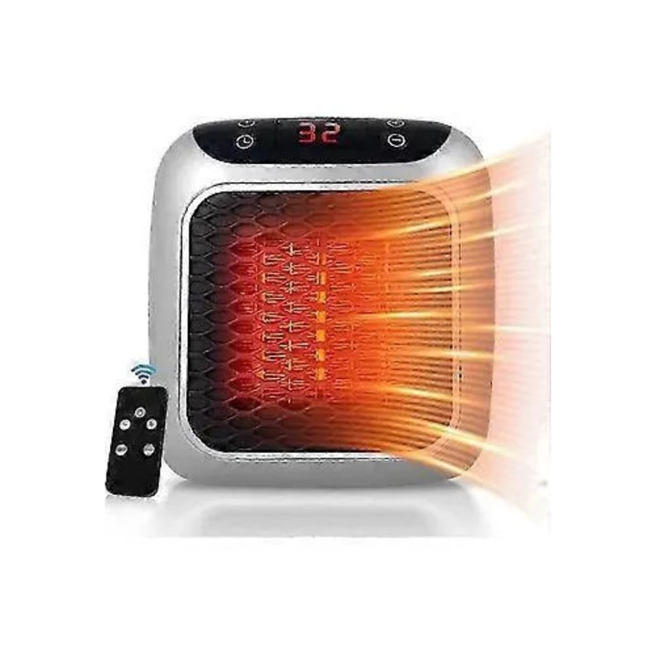 Преносима керамична духалка 800W, дистанционно управление, таймер 12ч, LED дисплей, 2 степени, бял