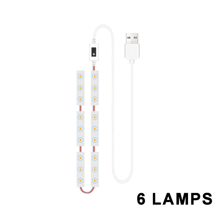 Set 6 lumini LED pentru machiaj, reglabil, alb, 10x8x3.5cm