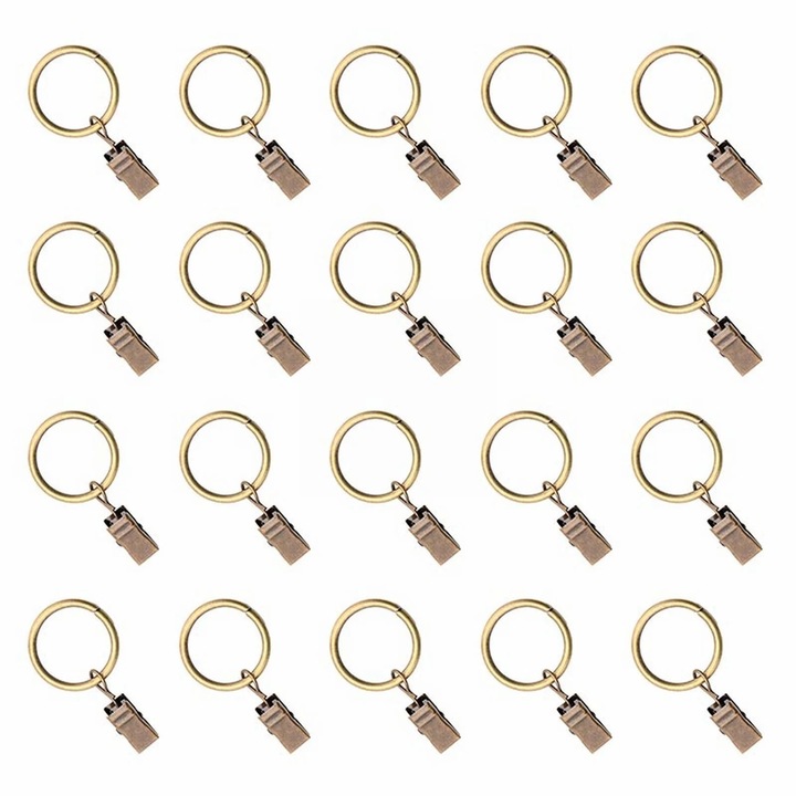 Set 20 inele metalice pentru perdele, 1 inch, finisaj gunmetal, 28.8x19.9cm