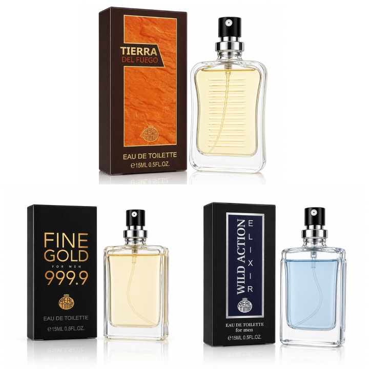 Szett 3 x 15 ml Férfi Eau de Toilette, Real Time Collection 4, Pocket Perfume, zsebparfümök