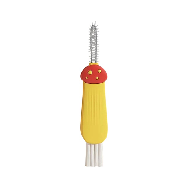 Perie de curatare pentru capace si sticle ZYBLSSBB LSM2xh01-BCS7007935, set 3-in-1 cu capete interschimbabile si perie pentru spatii inguste, Multicolor