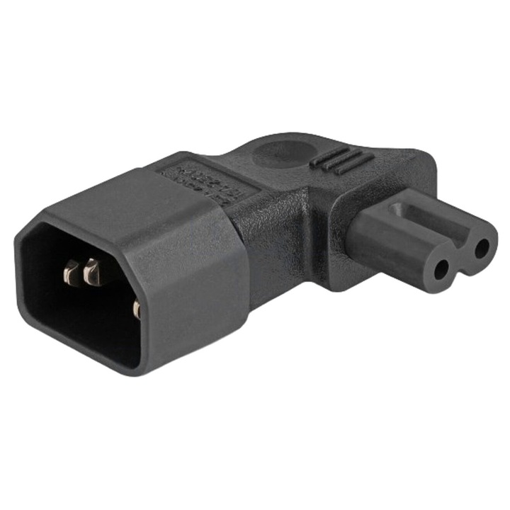 Adaptor DELOCK IEC C14 tata la IEC C7 mama unghi 2, 5A 250V cod 80473
