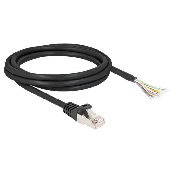 Patch Cord S/FTP 2m, RJ50, PVC Negru, 26AWG - DELOCK