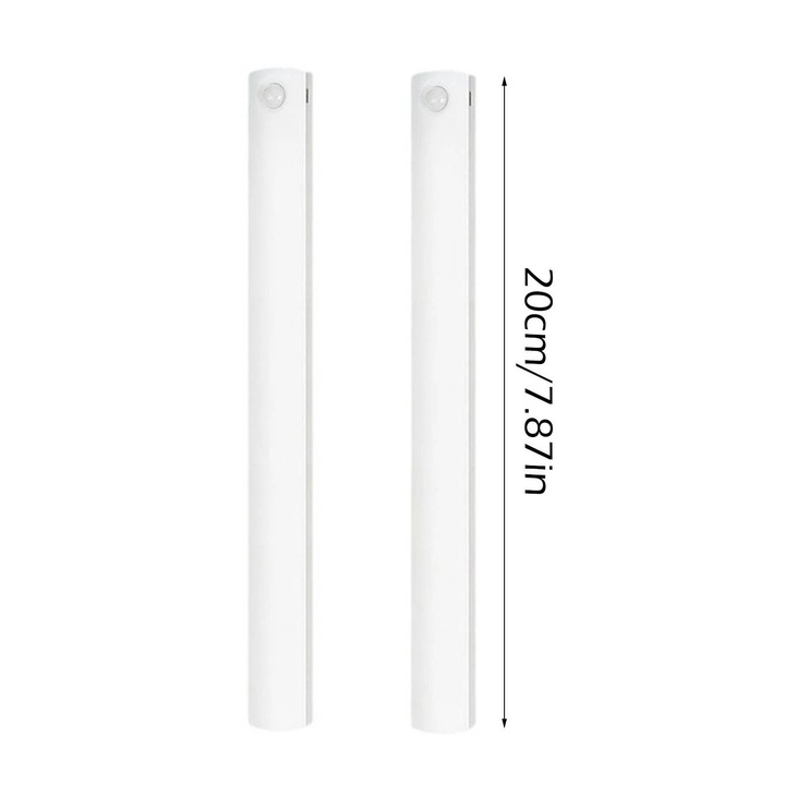 Lumina LED cu senzor miscare, USB, alb cald si alb, 20x5x5cm