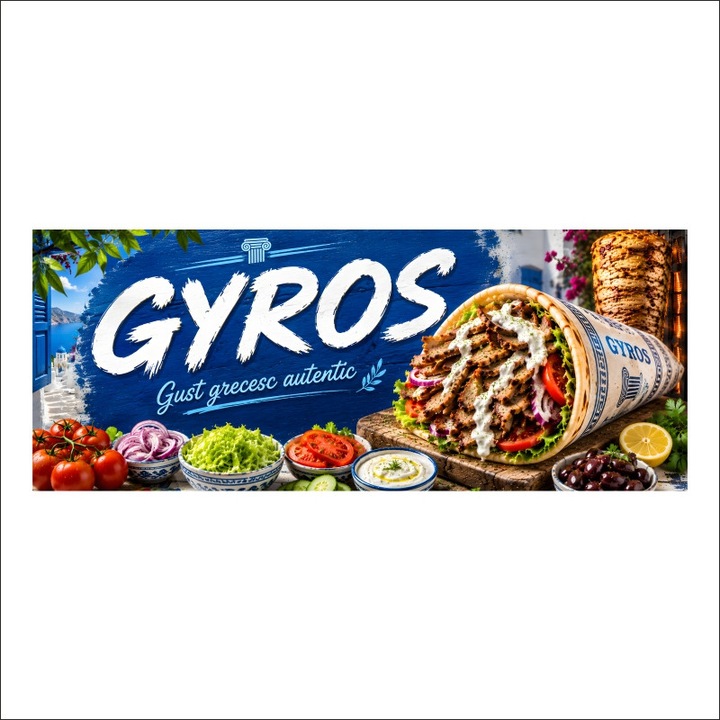 Banner MEDIA, "Gyros" model1, 150 x 60 cm, kültéri
