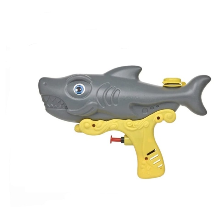 Pistol cu rezervor, model Rechin, pentru apa cu maner, gri/multicolor, 33 cm