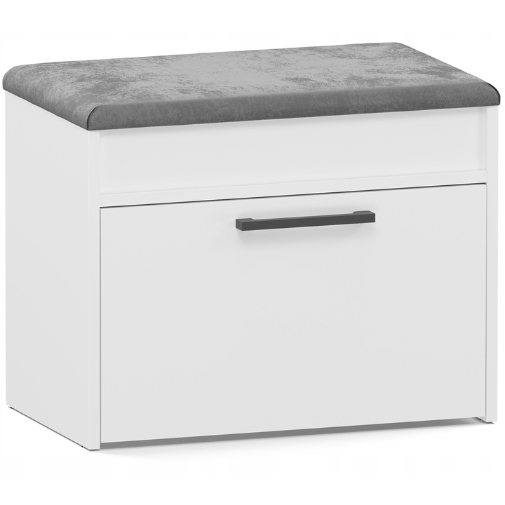Шкаф за обувки TopEshop със седалка и отделение, бял, 60x49x35см