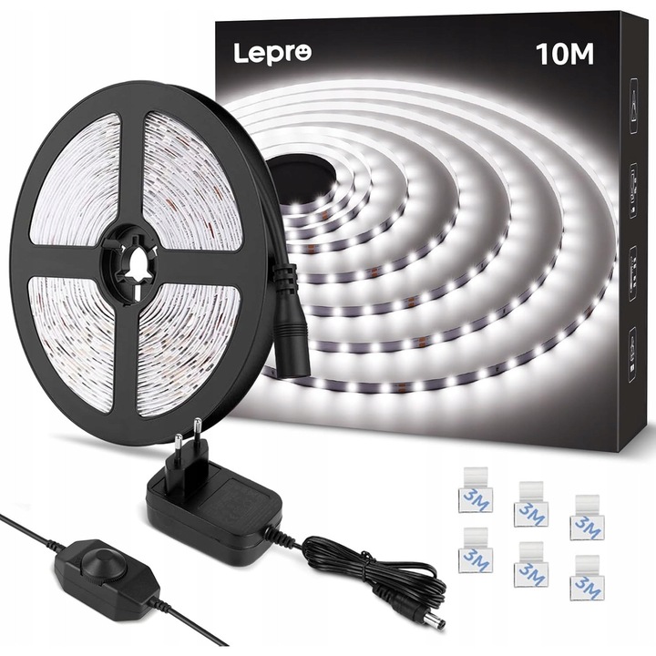 Banda LED Lepro 10m alb rece reglabila 6000K 420 LED IP20