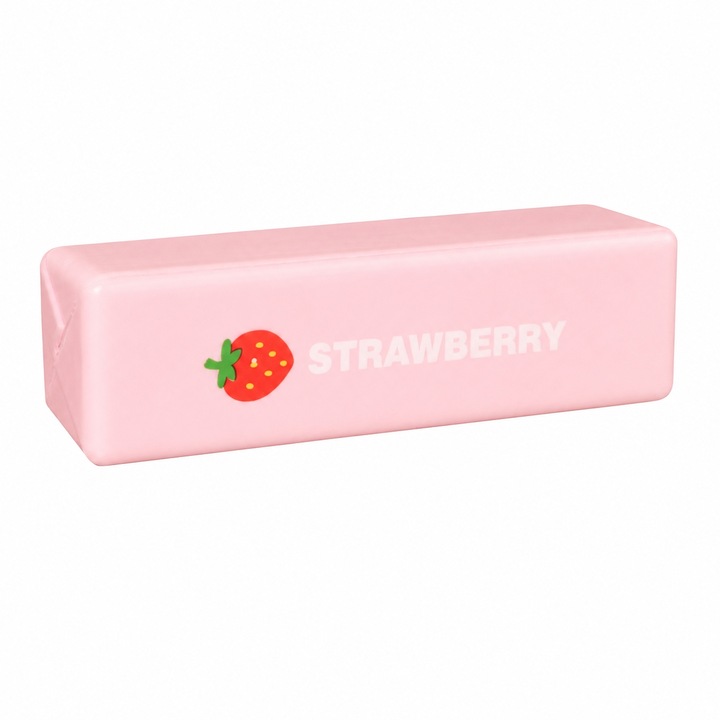 Jucarie Antistres Butter Squishy Capsuna 13 Cm, Baton Moale Cu Design Strawberry, Squishy Fidget Pentru Strangere In Mana, Textura Flexibila Cu Revenire Lenta, Model Dreptunghiular Tip Unt Aromat, Roz