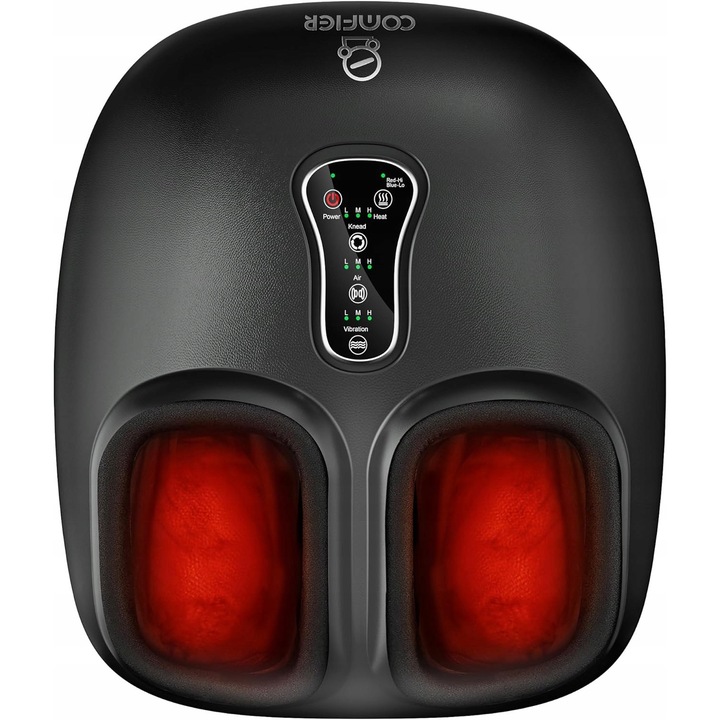Масажор за крака Comfier Shiatsu с компресия и нагряване, черен, размер до 47