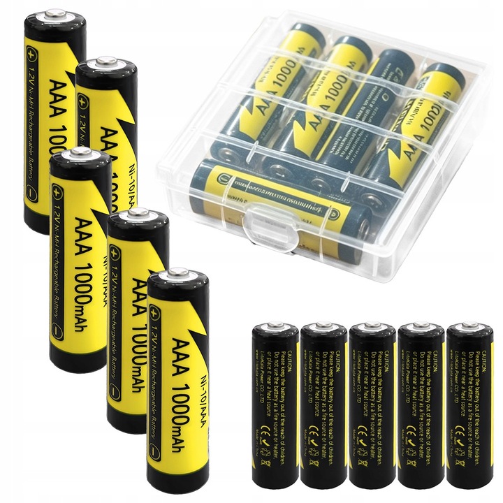 Újratölthető akkumulátor, LiitoKala, Lii-Ni-10, 1000mAh AAA R3 10.5x44.5mm, Nikkel-fém-hidrid Ni-MH, 1.2V, 5 darabos készlet, Akár 10 év tárolási idő, Távirányítóhoz, játékokhoz, órákhoz, fényképezőgépekhez, Alacsony önkisülés, Környezetbarát, Gazdaságos