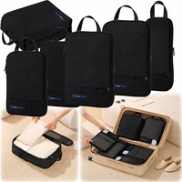 Set Organizatoare Compresie Pentru Bagaj, Ciron Travel, 6 Piese, Diverse Marimi, Bej, Material Textil Rezistent, Pentru Valiza Geanta Calatorie Vacanta, Sac Incaltaminte Inclus, Economisire Spatiu, Fermoar Dublu Robust, Usor De Folosit
