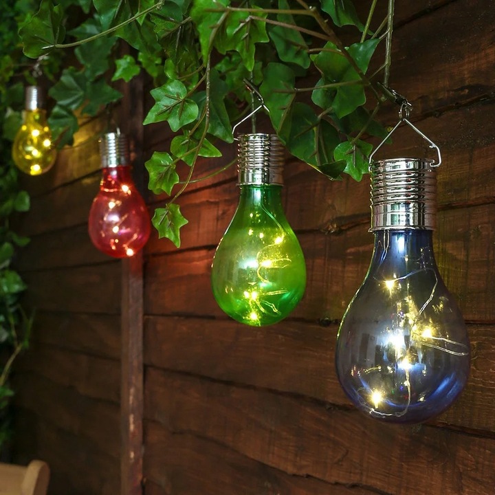 Lampa solara suspendata YANYXR rotativa impermeabila roz aprins 7.5x15cm